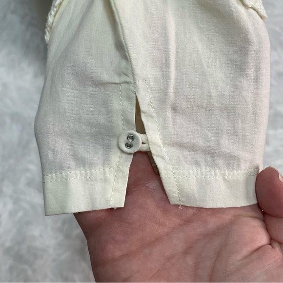 Free People NWT Moonglow Brunch Date Henley Cream Ivory Blouse Crop Top Size S - Picture 6 of 12